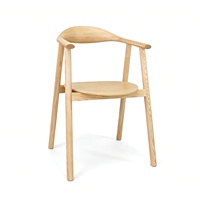 Chaise de salle à manger en bois massif nordique avec accoudoirs en corne de vache, dossier incurvé, fauteuil en bois pour salle à manger, restaurant, café