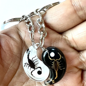 Nouvelle Collection <span class=keywords><strong>de</strong></span> Bijoux IVR : Porte-clés en Résine Acrylique Yin Yang et Scorpion Noir et Blanc pour Couples - Product Image 3