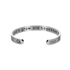 Double Face Manchette Bracelet-Tu seras toujours ma toujours/On va vieillir ensemble Cadeau de La Saint-Valentin pour amant - Product Image 1