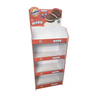 Étagère de présentation détachable en carton ondulé écologique avec impression de logo personnalisable, support de sol moderne pour la vente au détail alimentaire