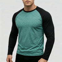 Vente en gros de chemises à manches longues unisexes pour hommes, décontractées, style raglan, sport, logo personnalisé, grandes tailles, t-shirts à manches longues pour jeunes hommes