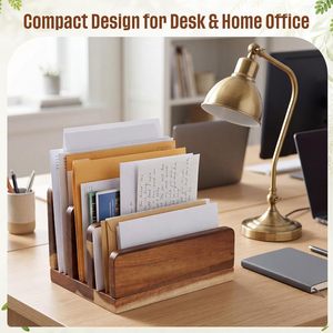 Wooden Desktop <b>Organizer</b> <b>File</b> Holder Bookend For Books Office Storage Stand Rectangle Shape Standing Type M44 - Product Image 5