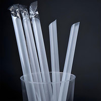 Pailles à boire en plastique PP transparentes jetables durables de 6 mm de la marque Xinpai, longueur 197 mm, emballées individuellement pour le thé au lait aux bulles