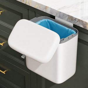 Dual-Purpose Modern Luxury Square PP Material Trash Can-No Bending Required Mobile Wall-Mounted Kitchen <b>Bin</b> High Capacity - Product Image 1