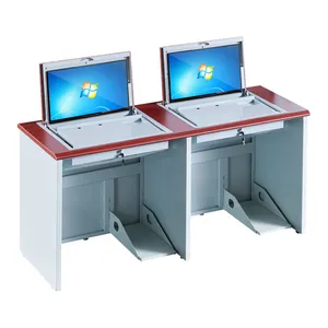 多媒体教室桌子学校家具电脑桌翻转液晶显示器教室桌子