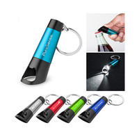 Vente en gros de porte-clés personnalisés avec logo, lampe torche en aluminium à 3 LED avec ouvre-bouteille