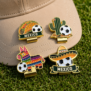 Ready to Ship Soccer Theme Golf <b>Hat</b> Clip Zinc Alloy Enamel Metal Cap Clip Wholesale Tournament Souvenir Gift for Sports Fans - Product Image 1
