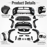 Kit carrosserie complet ABS noir apprêté pour Vigo 2005-2014, mise à niveau style Revo Rocco 2021-2024, extérieur de carrosserie