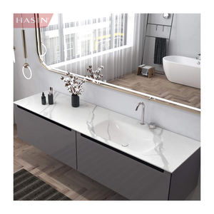Bon marché Conception murale Pierre frittée Intered Luxe Hot Bending Intégré Combinaison de lavabo à double bassin - Product Image 6