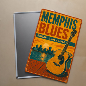 <strong>Vintage</strong> Blues Road Tin Sign Retro Metal Sign Old Fashioned Guitar <strong>Music</strong> Bar Highway Wall Decor <strong>Poster</strong> - Product Image 2