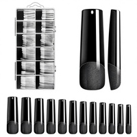 Faux Ongles Professionnels Préformés en Gel Acrylique Souple, Couverture Complète, Longs et Droits, 240 Pièces, 12 Tailles