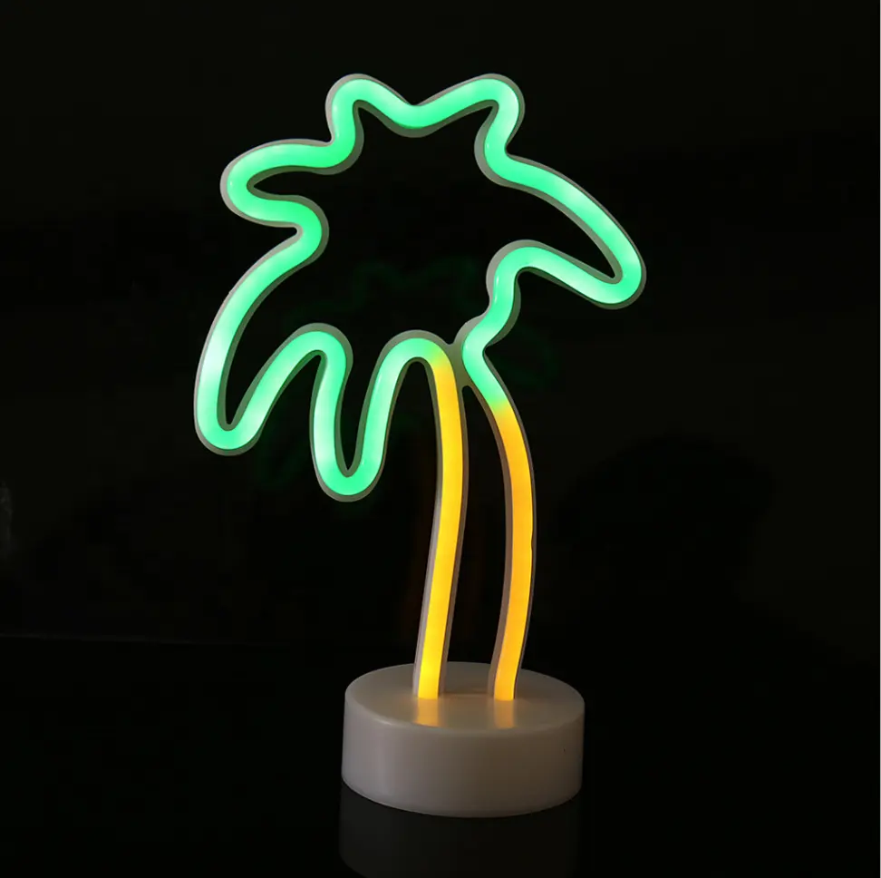사용자 정의 네온 플렉스 사인 코코넛 나무 배터리 USB 파티 어린이 방 침실 선물 장식 LED 테이블 야간 조명