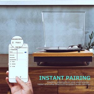 Портативный винтажный проигрыватель виниловых пластинок с 3 скоростями и встроенным динамиком - Product Image 6