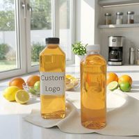 Botella Transparente de Plástico PET para Bebidas, Smoothies, Refrescos, con Tapa y Logotipo Personalizado