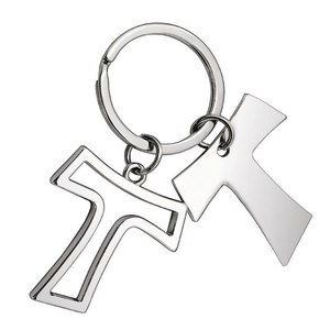 Portachiavi in Metallo Personalizzato con Logo 'TAU' Doppio per Aziende, Senza Scatola Inclusa - Product Image 1