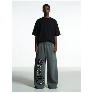 <b>Men's</b> High Quality Oversized Heavyweight Cargo Sweatpants Straight Leg Baggy Casual Sporty Pants - Product Image 1