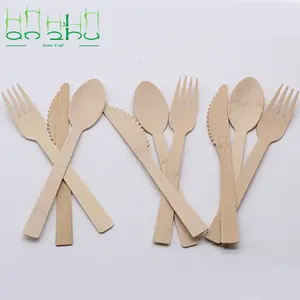 畅销一次性竹餐具新设计天然一次性竹刀叉勺套装烫印竹餐具