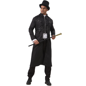 Unisex Plus Size Halloween Kerstmis Middeleeuws Steampunk Gotisch <span class=keywords><strong>TV</strong></span> Film Smoking Trenchcoat Turn-Down Kraag Capuchon Rokken - Product Image 4
