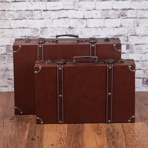 Retro Nostalgic Old-Fashioned Portable Wooden Spinner <strong>Suitcase</strong> <strong>Storage</strong> Organize Wedding Photography Props Straps Briefcase - Product Image 3