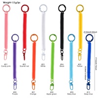 Porte-clés en spirale rétractable multicolore de mode en gros, anti-vol, anti-perte, extensible, en plastique de haute qualité
