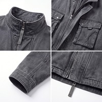Proveedor Mayorista de Chaquetas de Algodón para Hombre, Estilo Informal, Cuello Alto, Lavadas, con Bordado Personalizado, Modelo TKAN9001