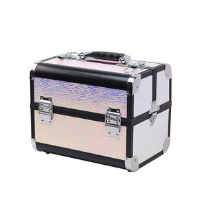 Maletín <span class=keywords><strong>de</strong></span> <span class=keywords><strong>maquillaje</strong></span> <span class=keywords><strong>de</strong></span> aluminio plateado <span class=keywords><strong>para</strong></span> mujer, estuche <span class=keywords><strong>de</strong></span> belleza <span class=keywords><strong>de</strong></span> almacenamiento brillante <span class=keywords><strong>para</strong></span> viaje profesional, gran oferta - Product Image 1