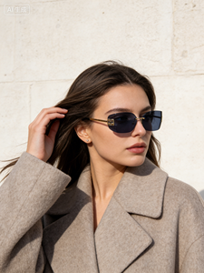 Nouvelles lunettes de soleil tendance sans monture en métal pour femmes, verres incurvés, produit en promotion, prix abordable - Product Image 1