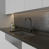 Robinet mélangeur de cuisine commercial au design contemporain, durable, à col long, monotrou, à poser sur comptoir, finition chromée, avec douchette extractible