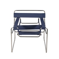 Milieu du siècle moderne Bauhaus loisirs Style selle en cuir en acier inoxydable fauteuil tubulaire chaise longue