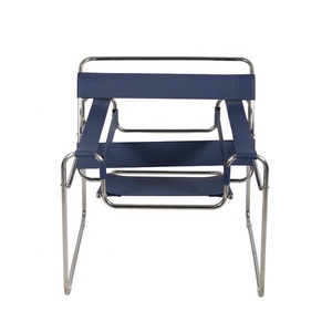 Mediados de siglo moderno Bauhaus ocio estilo sillín cuero Acero inoxidable Tubular sillón Silla de salón - Product Image 2