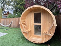 Harga Pabrik Sauna Modern dengan Tungku Kayu Bakar, Sauna Barrel Terbuat dari Kayu Cedar Merah Kanada untuk Hotel, Resort, dan Spa Rumah