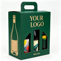 Boîte à vin personnalisée recyclable avec fenêtre, emballage en papier kraft pour 3 verres, pour la bière, les boissons, les bouteilles, boîte cadeau