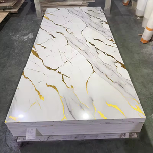 Panel <span class=keywords><strong>de</strong></span> Pared <span class=keywords><strong>de</strong></span> PVC <span class=keywords><strong>con</strong></span> Acabado Brillante UV, Diseño <span class=keywords><strong>de</strong></span> Mármol, 1220x2440mm, 3mm, Resistente al Fuego y al Agua, Alternativa Moderna a la Piedra para Cocinas <span class=keywords><strong>de</strong></span> Hotel - Product Image 1