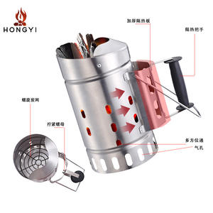 HONGYI Bac d'allumage en acier inoxydable 36x19x33cm pour charbon de bois, allume-feu pour barbecue extérieur - Product Image 4