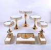 Fournitures de fête de mariage en gros, tables à gâteaux dorées et argentées, tables à desserts, tables à gâteaux en métal, supports à gâteaux de mariage en cristal