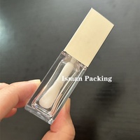 ISMAN Vente en gros de tubes de gloss à lèvres en or rose et argent de 8 ml, grand applicateur, emballage vide pour gloss à lèvres, logo personnalisé, flacon en PET transparent