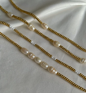 Zooying 18k altın cam inci boncuk su geçirmez boncuk doğal tatlısu barok inciler paslanmaz çelik Strack bilezik - Product Image 6