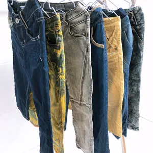 Used jean pants used ladies dark color jean pants wholesale used clothes