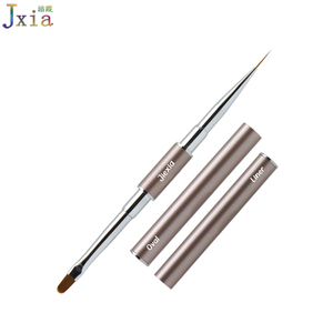 Pinceles Jiexia Personalizados de Doble Cara con Delineador Metálico y Punta Plana Ovalada para Uñas de Gel UV - Product Image 1