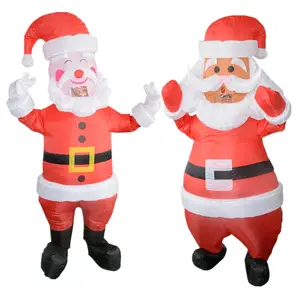 华宇热卖圣诞充气圣诞老人服装Cosplay面料吹起全身充气派对套装