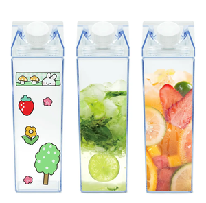 ขวดน้ำพลาสติกแบบกล่องนม ปลอดสาร BPA ใช้ซ้ำได้ ป้องกันการรั่วซึม สำหรับชาหรือเครื่องดื่มอื่นๆ ขายส่ง - Product Image 5