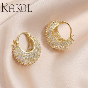 Pendientes de Aro Pequeños RAKOL ZPE863 con Forma de Bolso, Microincrustaciones de Circonita, Chapados en Oro, para Mujer - Product Image 4