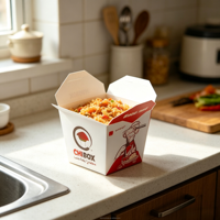 Disposable White Paper Meal Boxes, Food-Grade for Takeout, Catering & Restaurant Use