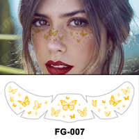 Autocollant de tatouage temporaire pour le visage, imperméable, effet papillon étoilé, taches argentées et dorées, métallique, faux taches de rousseur