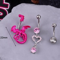 Nouveau piercing de nombril araignée avec ailes en zircon et design fraise perlée, bijoux de nombril en gros.