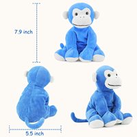 Peluche singe douce, adorable poupée singe bleue assise avec queue, petit animal en peluche pour cadeaux d'enfants et décoration intérieure