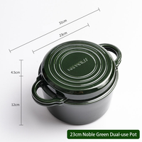 Usine de gros logo personnalisé 2 en 1 rond en fonte émaillée casserole pour four hollandais avec couvercles de casserole Sacue