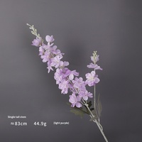 2 Tiges de Delphinium Artificiel en Soie Effet Floqué pour Vase de Salon, Mariage, Décoration Florale de Table, Décoration Intérieure