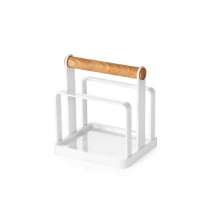 Support de rangement autoportant pour planches à découper, couvercles de casseroles et ustensiles de cuisine, pour comptoir, avec poignée en bois - Product Image 6