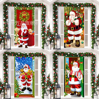 Nouveau 2026 – Drapeau de porte de Noël extérieur, accessoire photo, Père Noël et chiot, décoratif, en tissu polyester et plastique numérique